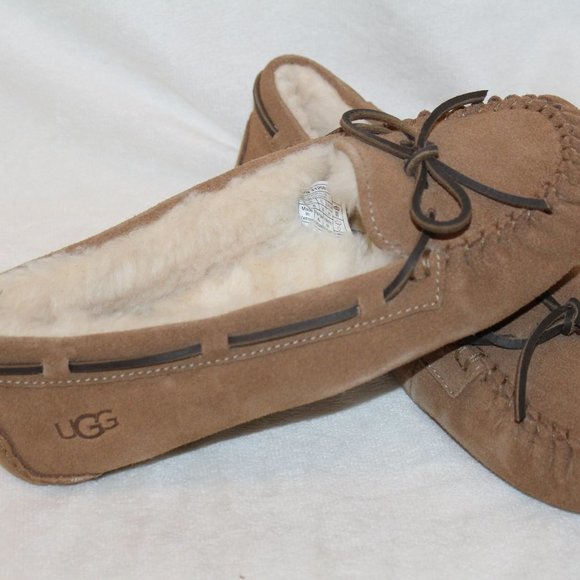 NIB UGG WOMEN'S BELLA SUEDE TIE SHEARLING LINED SLIPPERS CHESTNUT BROWN - Picture 8 of 9